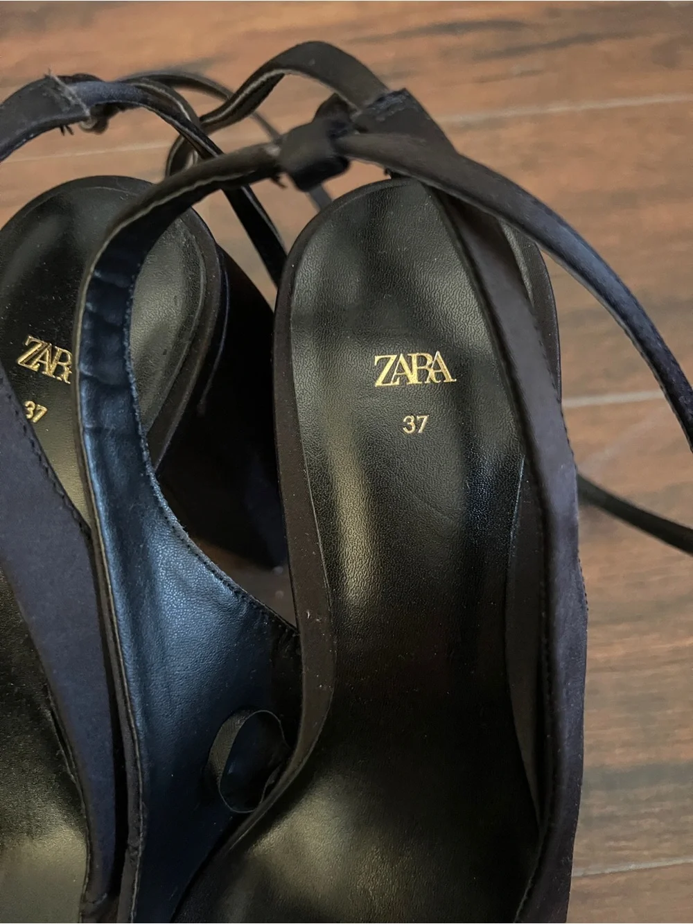Zara Black Platform Slingback Heels